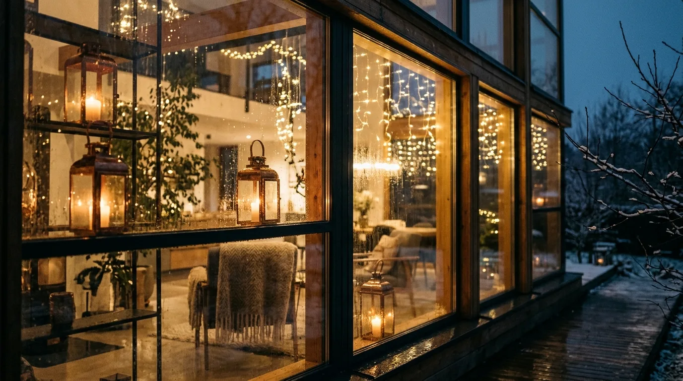 Let mirrors and reflective surfaces amplify indoor sparkle inspiration for a holiday lit home.
